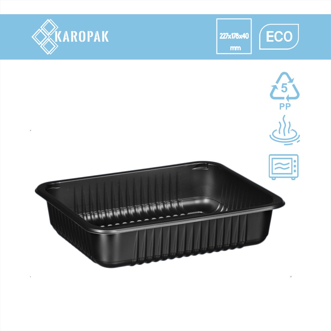 (REUSE) Pojemnik żebrowany W1/620RD 227x178x40 1000ml CZARNY (16/1/320)