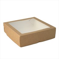 Pudełko kraft z oknem 20x20x5,5cm 1555ml powlekane (_/5/25)