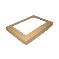 POKRYWKA Z OKNEM DO PUDEŁKA CATERING SET BOX BRĄZOWO-BIAŁE 250x350x30 (_/50/1)