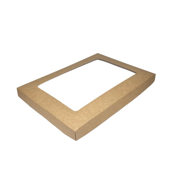 POKRYWKA Z OKNEM DO PUDEŁKA CATERING SET BOX BRĄZOWO-BIAŁE 250x350x30 (_/50/1)