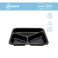 (REUSE) Pojemnik D-9420C 227x178x50 560/340/250ml trójdzielny CZARNY (16/8/40)