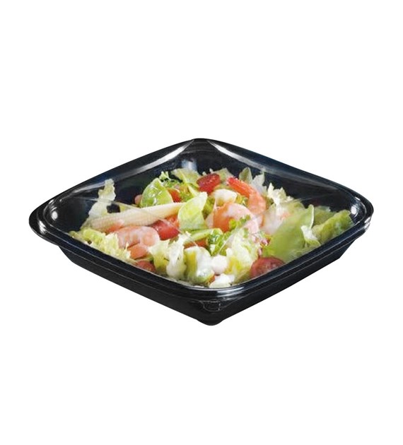 Pojemnik kwadratowy CZARNY 750ml 190x190mm + przykrywka (20/4/70)