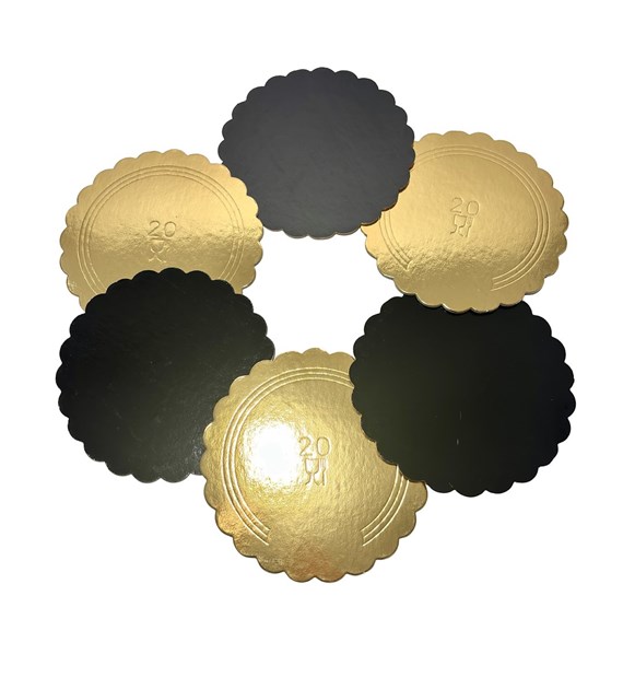 PODKŁAD OKRĄGŁY ZŁOTO-CZARNY 20cm 2400g KARBOWANY (_/1/50)