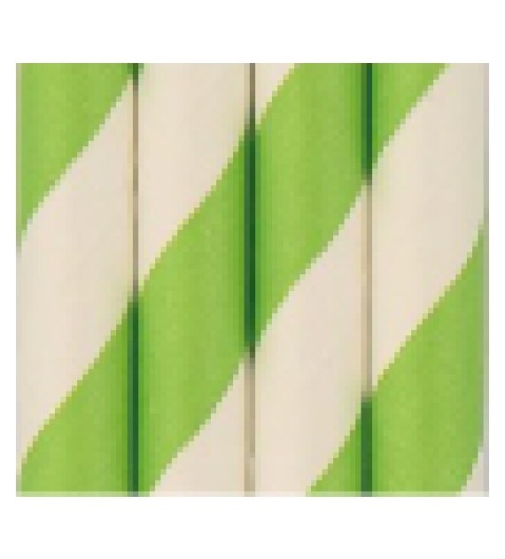 Love Nature słomka papierowa paski ZIELONO-BIAŁA 8mm 19,7cm (20/50/100)