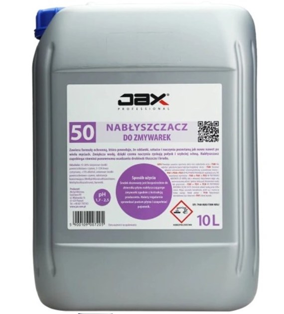 JAX PROFESSIONAL PŁYN NABŁYSZCZAJACY DO ZMYWAREK 10L (60/1/1)