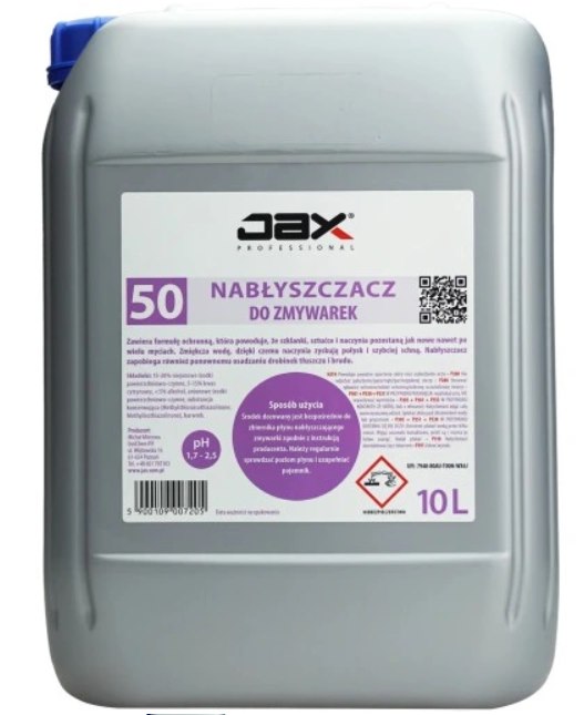 JAX PROFESSIONAL PŁYN NABŁYSZCZAJACY DO ZMYWAREK 10L (60/1/1)