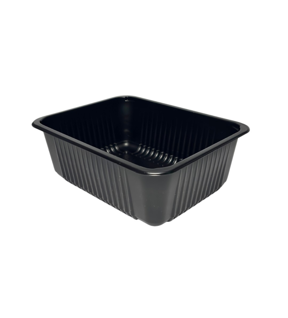 (REUSE) Pojemnik żebrowany W1/623RD 227x178x80 2300ml CZARNY (16/320/1)
