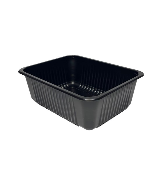 (REUSE) Pojemnik żebrowany W1/623RD 227x178x80 2300ml CZARNY (16/320/1)