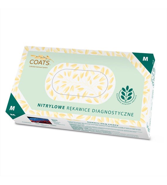 COAST Rękawiczki nitrylowe bezpudrowe pokrywane koloidem mączki owsianej M (_/10/100)