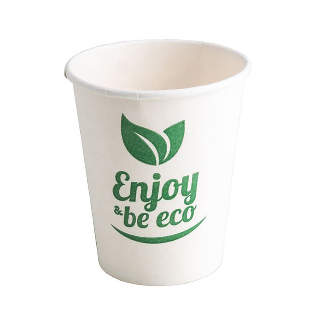 (EKO) Enjoy&BeEco Kubek papierowy PLASTIC FREE biały + nadruk 250ml (60/10/50)