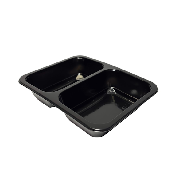 (REUSE) Pojemnik do zgrzewu dwudzielny BS-227x178x50 czarny (_/8/50)
