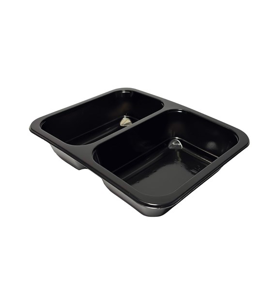 (REUSE) Pojemnik do zgrzewu dwudzielny BS-227x178x50 czarny (_/8/50)