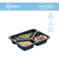 (REUSE) Pojemnik D-9410C 227x178x33 400/250/180ml trójdzielny CZARNY (16/8/40)