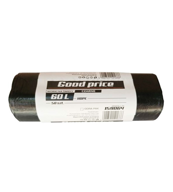 Good Price Worki 60L HDPE na odpady czarne 58x70 (64/36/50)