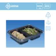 (REUSE) Pojemnik D-9520C 227x178x33 490/410ml dwudzielny CZARNY (16/8/40)