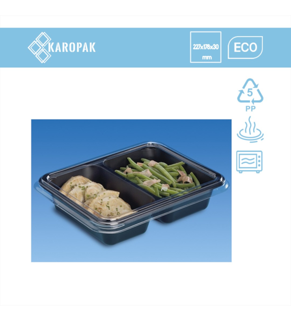 (REUSE) Pojemnik D-9520C 227x178x33 490/410ml dwudzielny CZARNY (16/8/40)