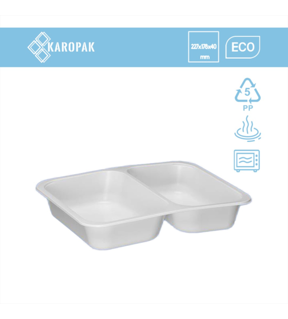 (REUSE) Pojemnik B-9510C 227x178x40 590/500ml dwudzielny BIAŁY (16/8/40)