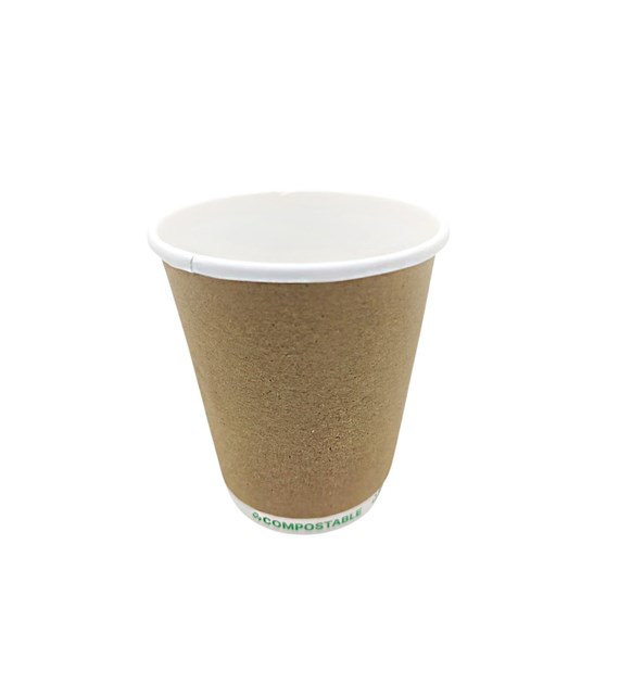Kubek papierowy PLASTIC FREE 250ml KRAFT 2W (28/20/25)