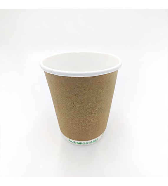 Kubek papierowy PLASTIC FREE 250ml KRAFT 2W (28/20/25)