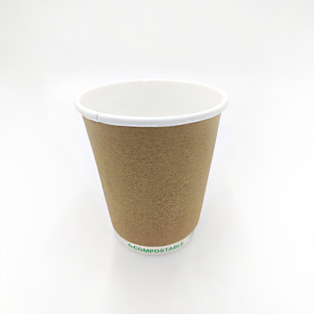 Kubek papierowy PLASTIC FREE 250ml KRAFT 2W (28/20/25)