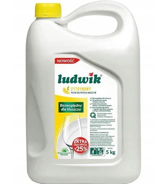 LUDWIK płyn do mycia naczyń o zapachu cytrynowym 5L (114/1/1)