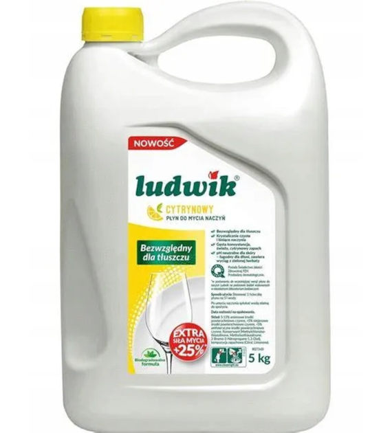 LUDWIK płyn do mycia naczyń o zapachu cytrynowym 5L (114/1/1)