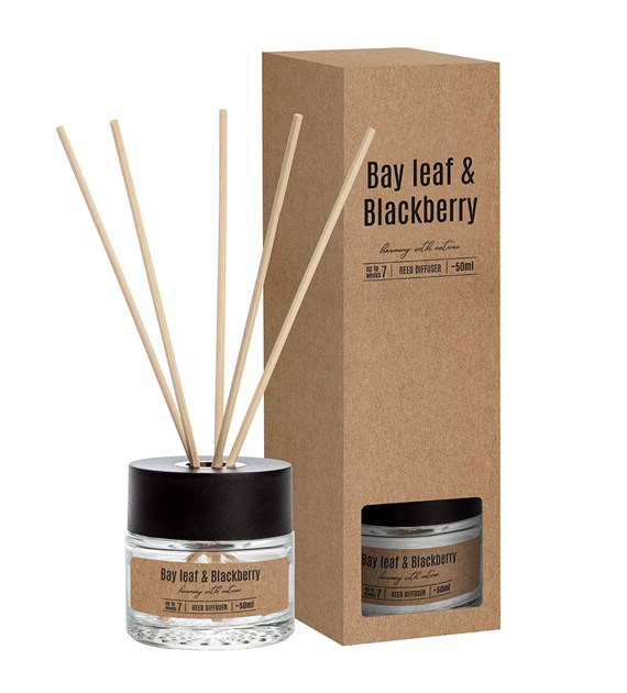 Dyfuzor zapachowy patyczki liść laurowy-jeżyna 50ml  (_/12/1)