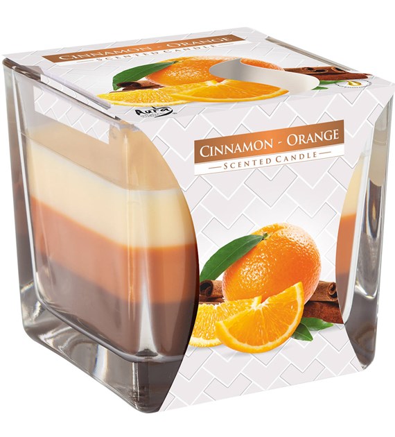 BISPOL świeca zapachowa trójkolorowa  Cynamon-pomarańcza  (_/6/1)