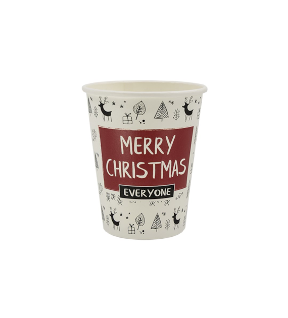 Merry Christmas kubek papierowy 250ml (100szt)