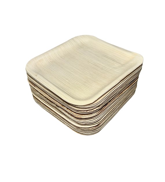 TALERZ KWADRATOWY Z LIŚCIA PALMOWEGO 20x20x1,5cm (_/4/25)