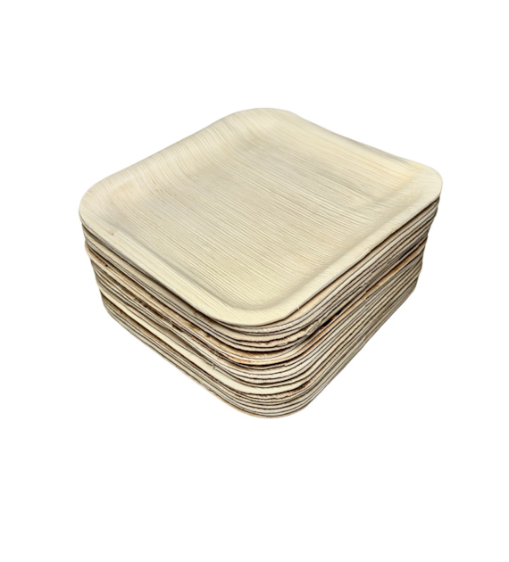 TALERZ KWADRATOWY Z LIŚCIA PALMOWEGO 20x20x1,5cm (_/4/25)