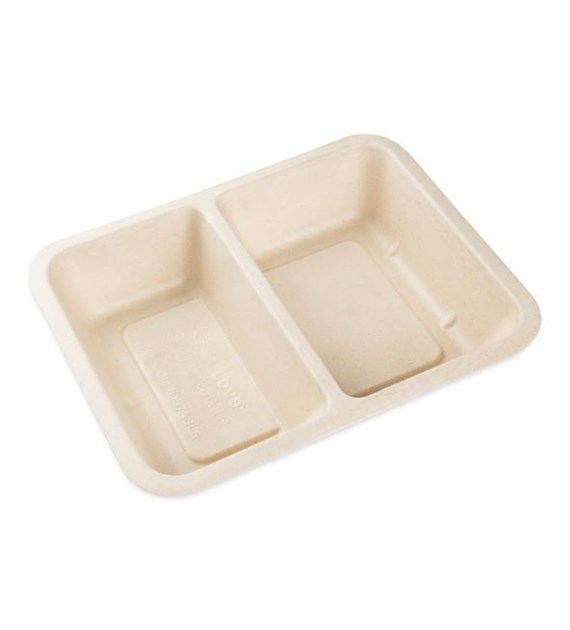 Love Nature pojemnik do zgrzewu z trzciny cukrowej powlekany NF dwudzielny 227x178x45 BEŻOWY (26/8/50)