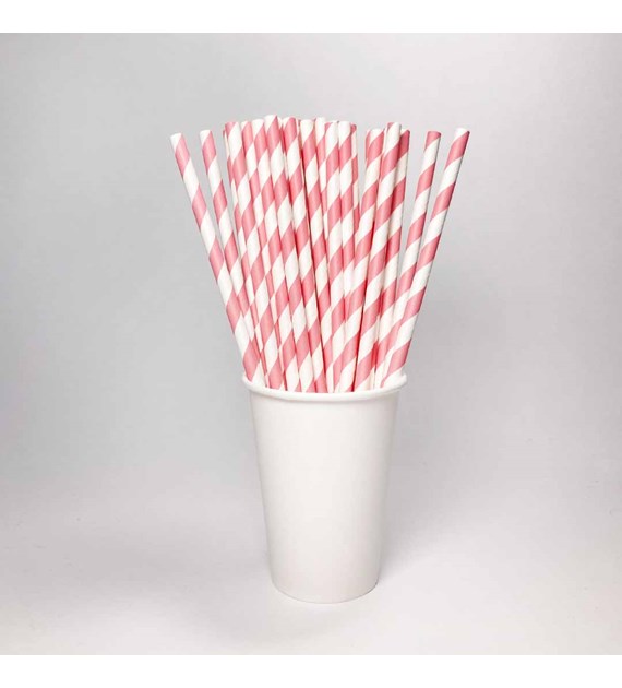 PERFECTO słomka papierowa RÓŻOWO-BIAŁA fi 6mm 19,7cm (_/_/250)