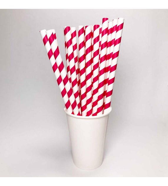 PERFECTO słomka papierowa CZERWONO-BIAŁA fi 8mm 19,7cm (_/_/250)