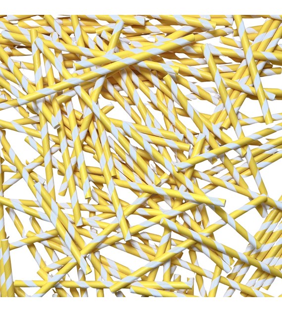 PERFECTO słomka papierowa ŻÓŁTO-BIAŁA fi 8mm 19,7cm (_/_/250)