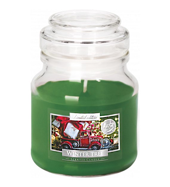 BISPOL świeca zapachowa w małym słoiku  ZIMOWE DRZEWKO  28h (_/6/1)