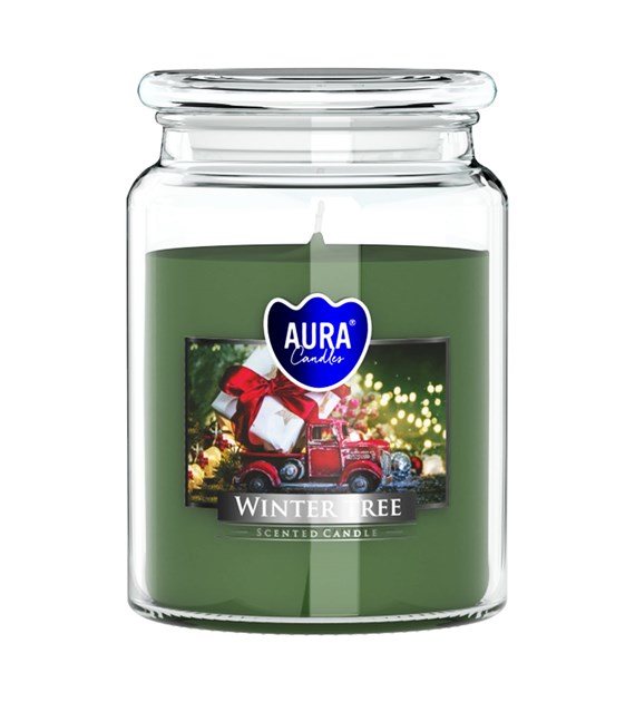 BISPOL świeca zapachowa w dużym słoiku   ZIMOWE DRZEWKO  100h (_/6/1)