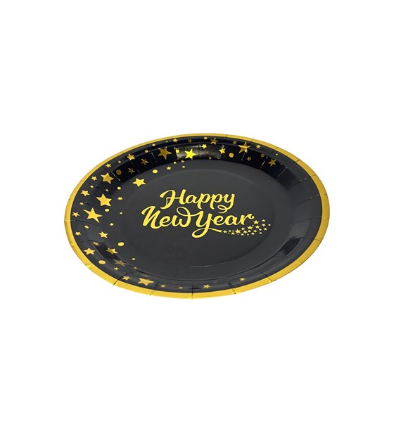 TALERZ PAPIEROWY HAPPY NEW YEAR 24 CM (6 SZT)