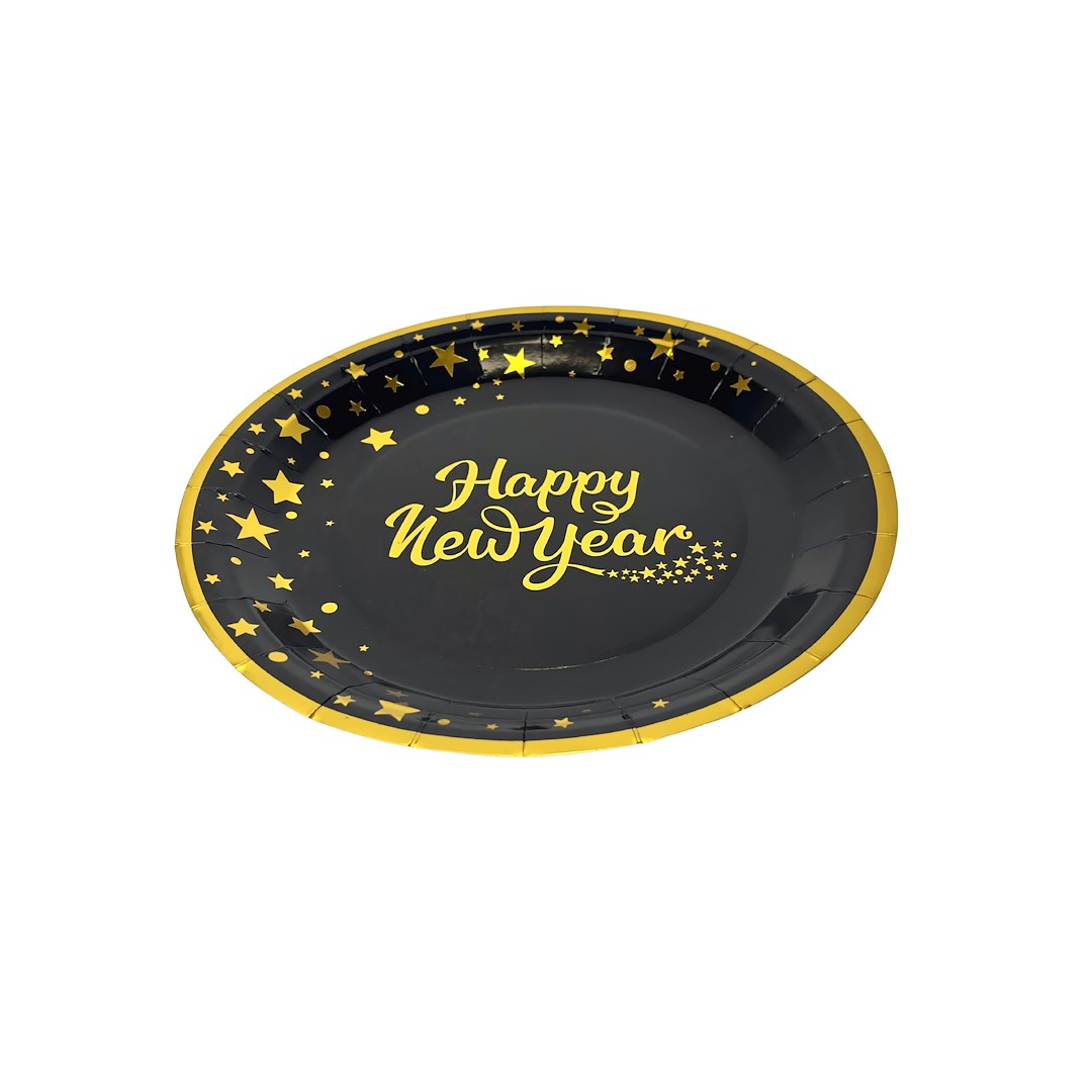 TALERZ PAPIEROWY HAPPY NEW YEAR 24 CM (6 SZT)