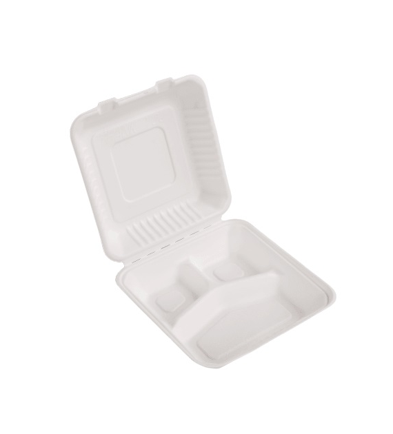 (EKO) Love Nature menubox z trzciny cukrowej trójdzielny 23x23x8cm (31/4/50)