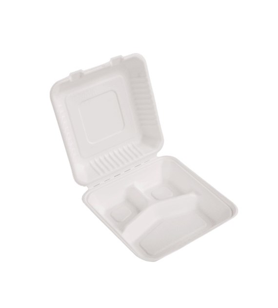 (EKO) Love Nature menubox z trzciny cukrowej trójdzielny 23x23x8cm (31/4/50)