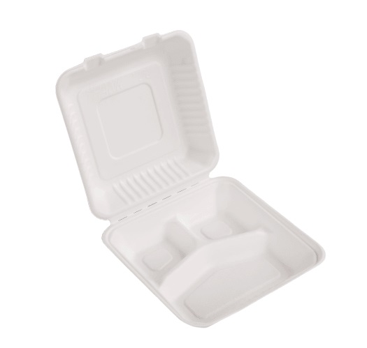 (EKO) Love Nature menubox z trzciny cukrowej trójdzielny 23x23x8cm (31/4/50)