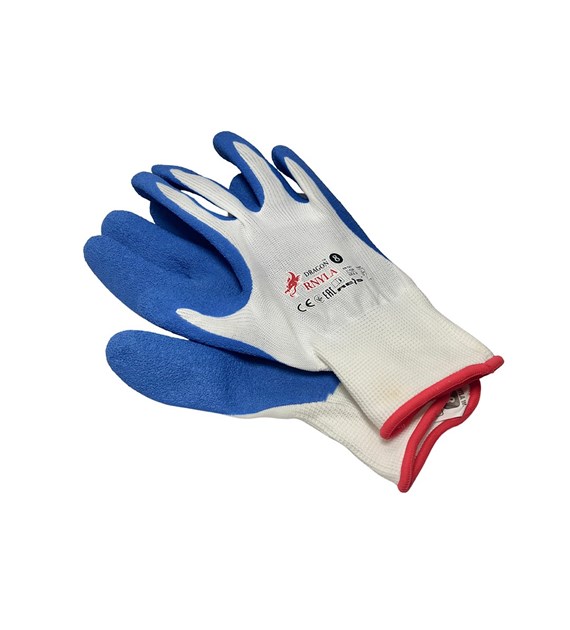 Rękawice ochronne DRAGON biało-niebieskie 8 (_/12/1)