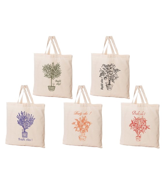 EKO TORBA 38x42  BAWEŁNA DRZEWKA KRÓTKA RĄCZKA MIX