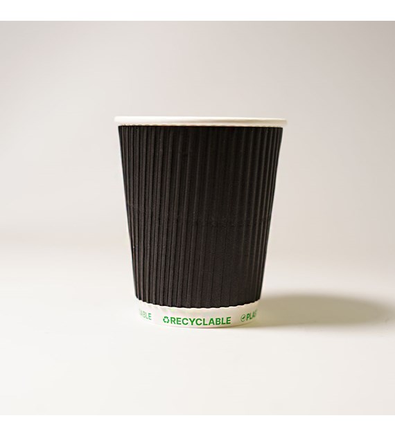Kubek papierowy PLASTIC FREE 250ml CZARNY 3W (26/20/25)