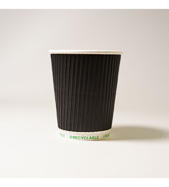 Kubek papierowy PLASTIC FREE 250ml CZARNY 3W (26/20/25)