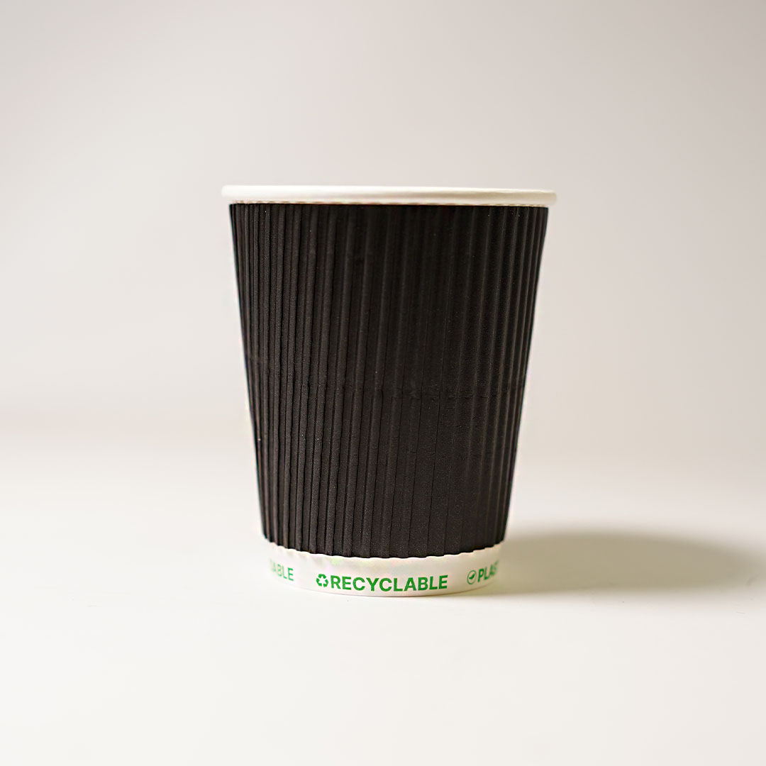 Kubek papierowy PLASTIC FREE 250ml CZARNY 3W (26/20/25)