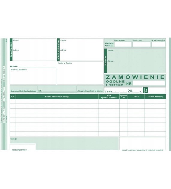 Zamówienie ogólne A5