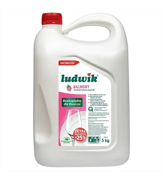 LUDWIK płyn do mycia naczyń o zapachu malinowym 5L (114/1/1)