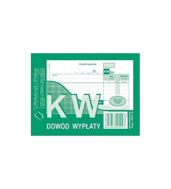 KW DOWÓD WYPŁATY A6 WIELOKOPIA